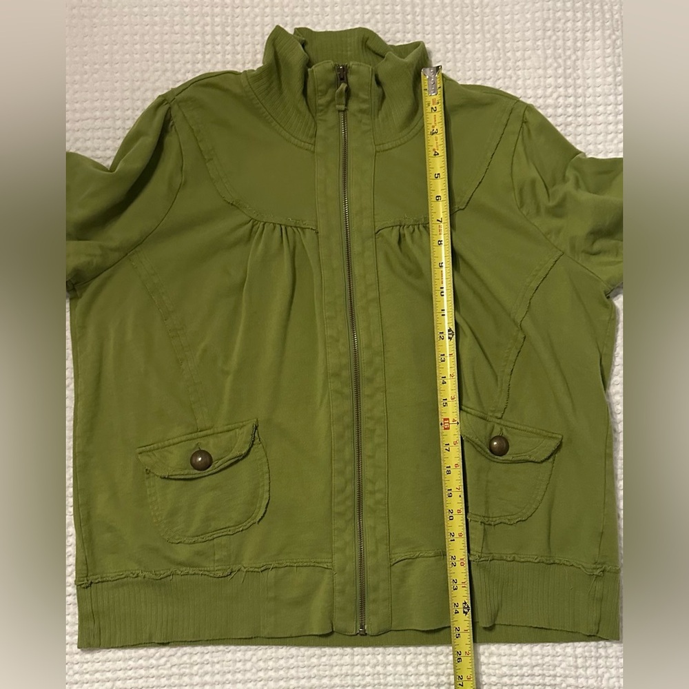 Caslon Jacket Women's Size 2XL Green Cotton Knit Full Zip Casual Layering - Picture 6 of 9